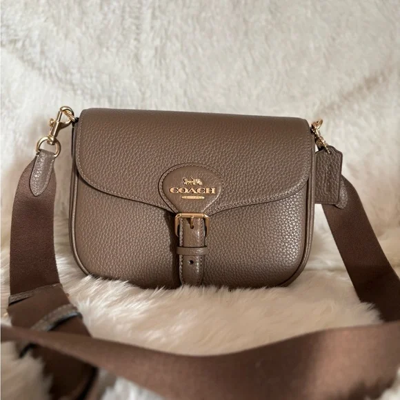 Coach | Bags | Nwot Coach Amelia Saddle Bag Dark Stone Color  display picture 2